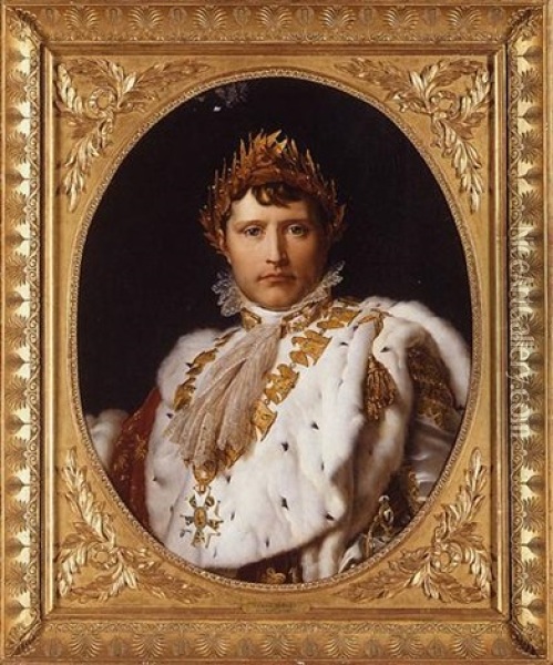 Portrait Of Napoleon I In His Imperial Robes Oil Painting - Francois Pascal Simon Gerard