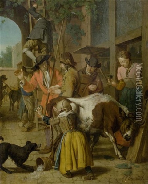 Der Stier Und Die Traubenernte Oil Painting - Jan Josef Horemans the Elder