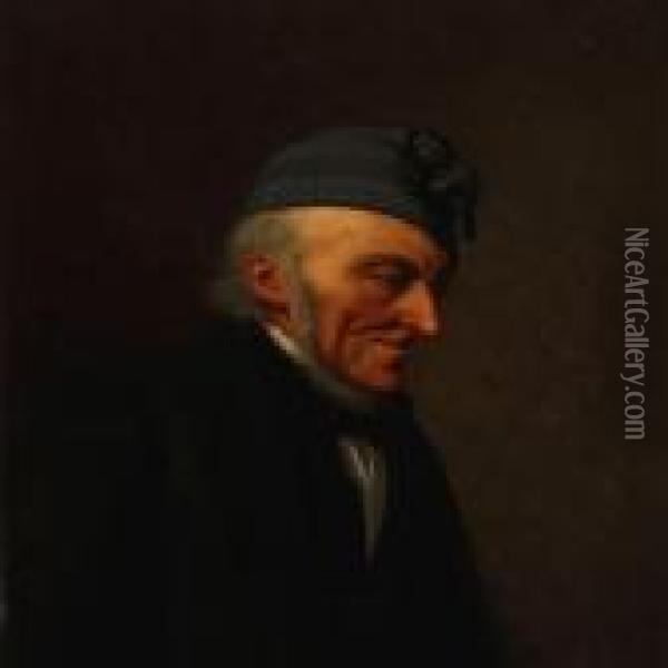 An Elderly Mand With A Knitted Hat Oil Painting - David Monies