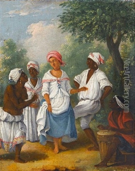 Free Women Of Dominica Dancing Oil Painting - Agostino Brunias