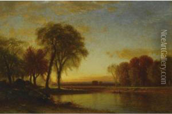 Autumn In The Genesee Valley Oil Painting - Samuel Colman
