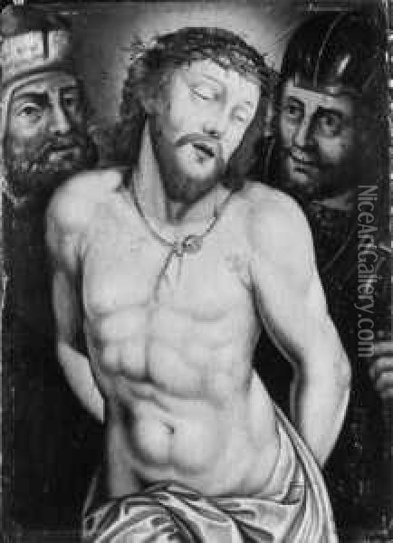 Ecce Homo. Der Dornengekronte Christus Zwischen Zwei Schergen. Oil Painting - Quinten Metsys