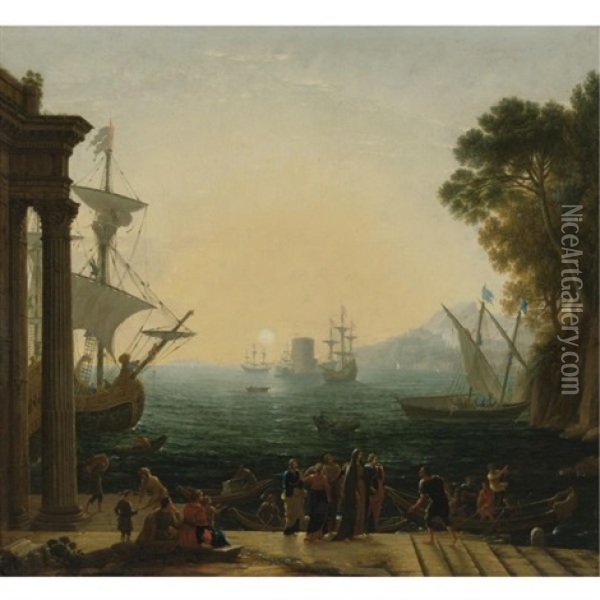 The Embarkation Of Saint Paula Oil Painting - Claude Lorrain