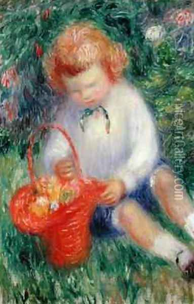 Lenna with a Basket of Flowers Oil Painting - William Glackens