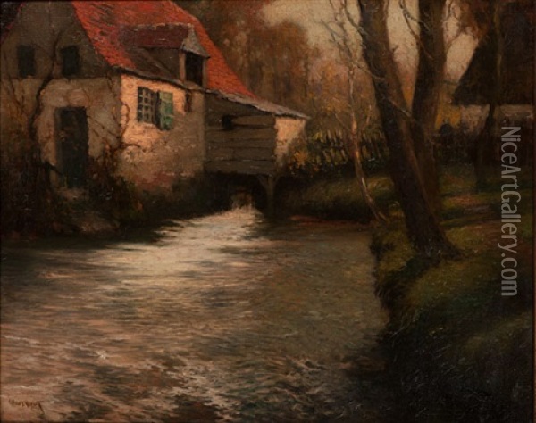 The Mill By The Stream Oil Painting - George Ames Aldrich