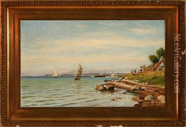 Coastal Scene From Snekkersten, Denmark Oil Painting - Christian Blache