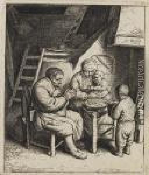 Das Tischgebet (le Benedicite) Oil Painting - Adriaen Jansz. Van Ostade