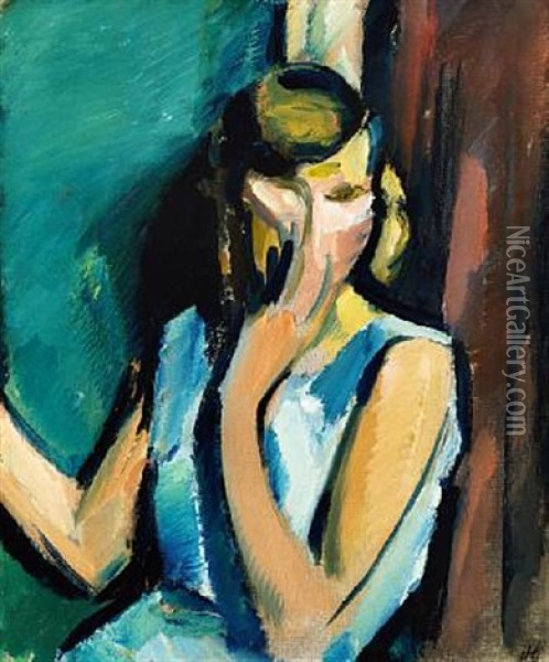 Young Woman Oil Painting - Harald Giersing