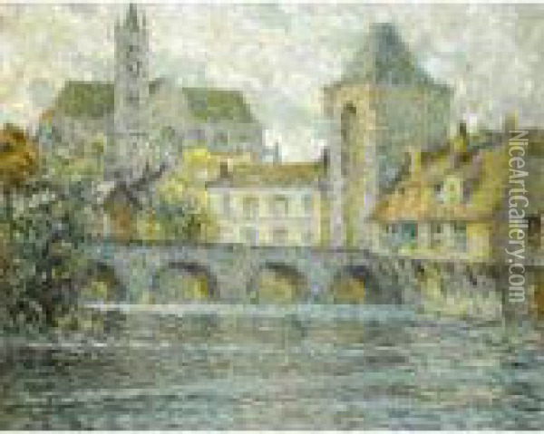 L'eglise Et Le Pont Oil Painting - Henri Eugene Augustin Le Sidaner