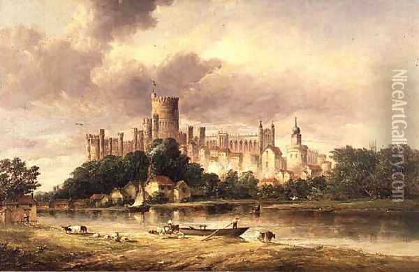 A View of Windsor Castle Oil Painting - Alfred Vickers