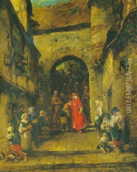 La Benediction Du Cardinal Oil Painting - Jean-Baptiste Isabey