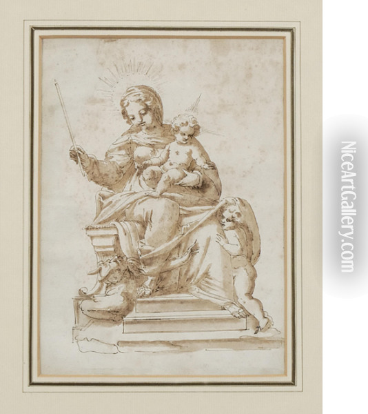 Madonna Con Bambino E San Giovannino Oil Painting - Giovanni Battista Paggi