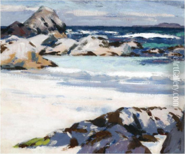 A View From Iona Looking Towards Lunga Oil Painting - Francis Campbell Boileau Cadell