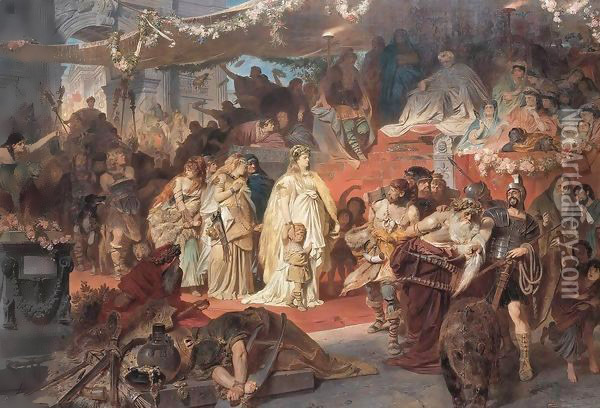Thusnelda Led in Germanicus' Triumph Oil Painting - Von Piloty Karl Theodor
