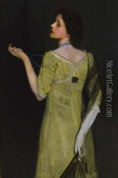 ''girl In Yellow'' Oil Painting - Elisha Kent Kane Wetherill