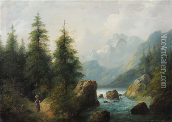 Partie Aus Der Steiermark Oil Painting - Eduard Boehm