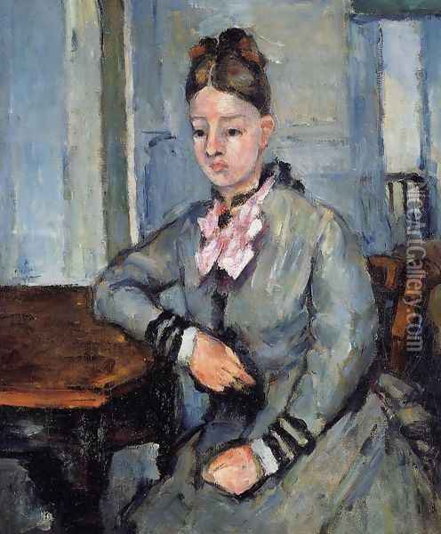 Madame Cezanne Leaning On Her Elbow Oil Painting - Paul Cezanne