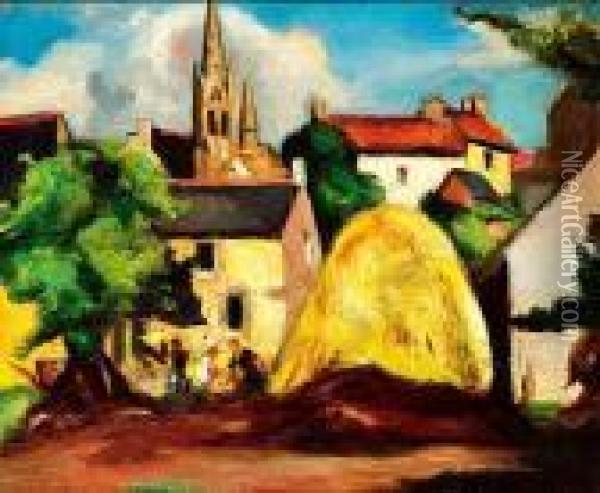 Paysage De Bretagne, La Rentree Des Foins Oil Painting - Manuel Ortiz De Zarate