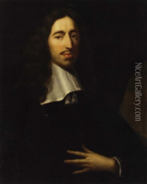 Portrait Of A Gentleman In An Interior Oil Painting - Pieter Nason