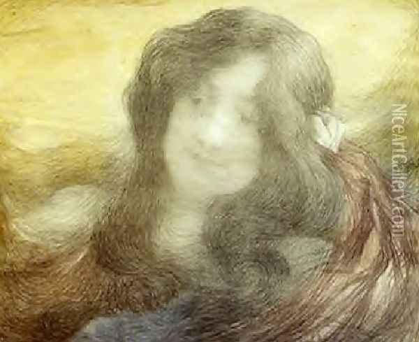 Head Of A Woman Oil Painting - Edmond-Francois Aman-Jean