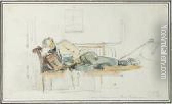 Richard Parkes Bonington Asleep Oil Painting - Alexandre-Marie Colin