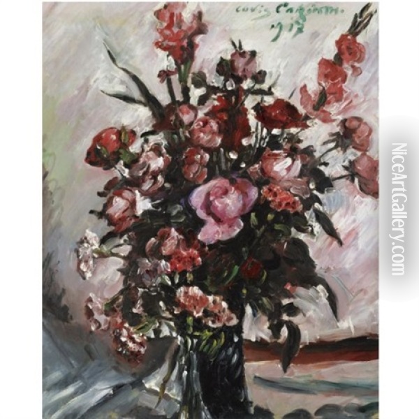 Rosa Rosen (pink Roses) Oil Painting - Lovis Corinth