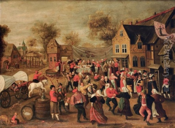 La Danse De La Noce Avec La Remise Des Presents Oil Painting - Marten van Cleve the Elder