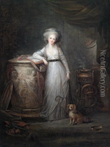 Portrat Der Prinzessin Elisabeth Philippine Marie Helene De Bourbon, Madame Elisabeth, Als Vestalin Oil Painting - Charles Leclercq
