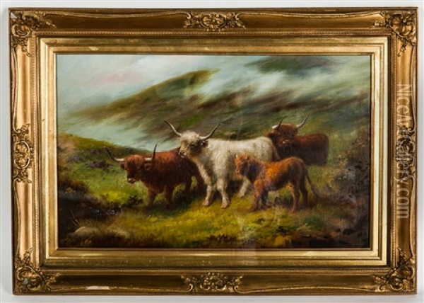 Highland Cattle (a Pair) Oil Painting - Andrew Mccallum