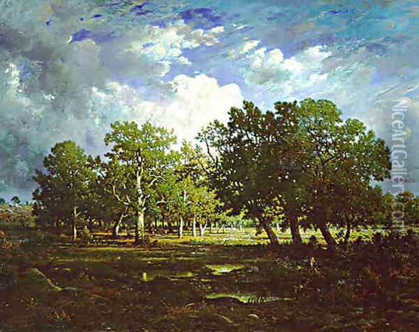 Clearing in the Forest near Fontainebleau Oil Painting - Etienne-Pierre Theodore Rousseau