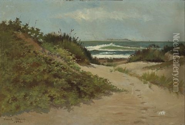 A Path Through Coastal Dunes (ocean Beach, San Francisco?) Oil Painting - Oscar Deakin