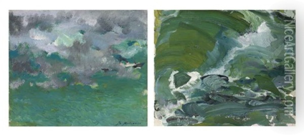 Waves (study) (2 Works) Oil Painting - Filip Malyavin