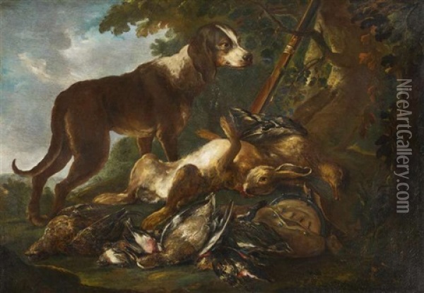 Jagdhund Mit Seiner Beute Oil Painting - Adriaen de Gryef