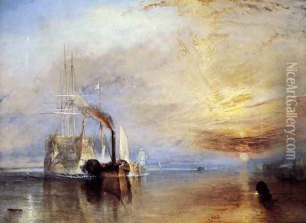 The 'Fighting Temeraire' tugged to her Last Berth to be broken up 1838-39 Oil Painting - Joseph Mallord William Turner