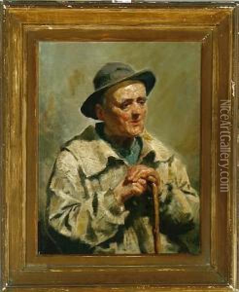 An Elderly Thoughtful Man Oil Painting - Ralph Hedley