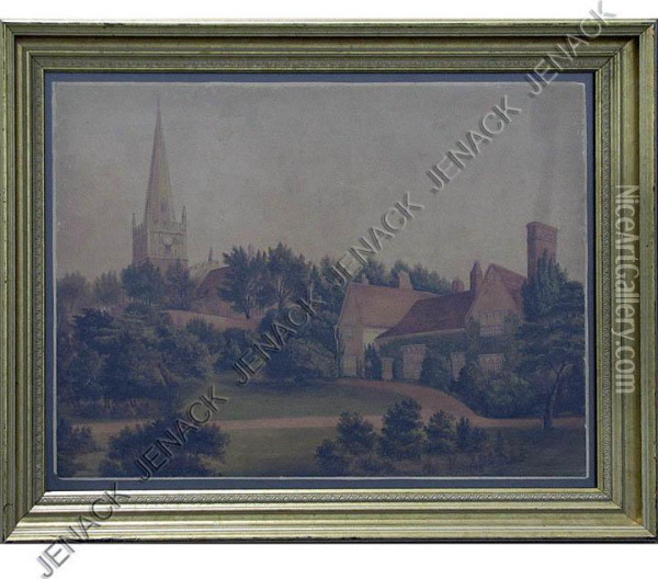 Landscape With Cathedral Oil Painting - Anton Dietrich