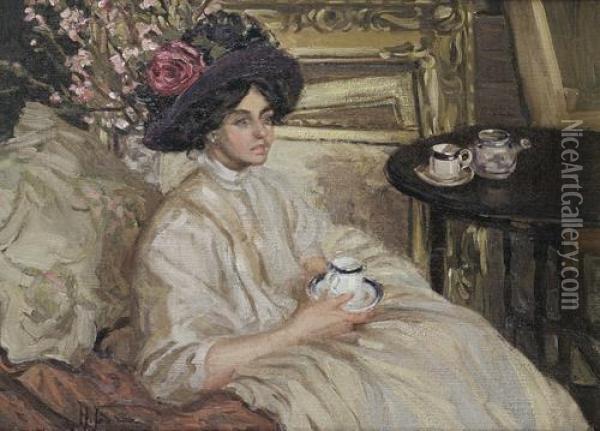 Afternoon Tea Oil Painting - Hilda Fearon