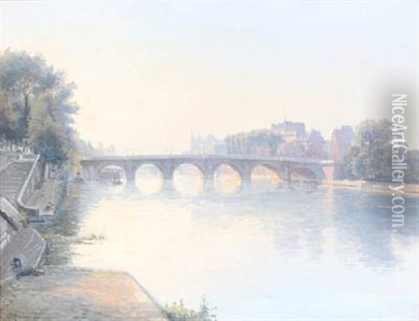 Scenery From Seinen, Paris Oil Painting - Wilhelm Andersen