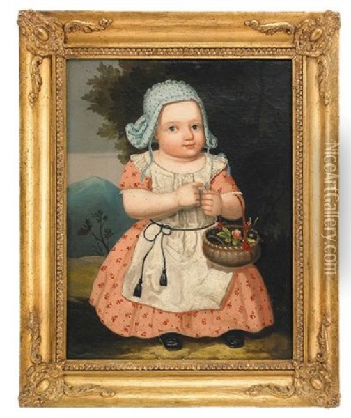 Barnportratt Forestallande Konstnarens Dotter Clara Walborg Malvia Sjostrand Oil Painting - Carl Johan Sjoestrand
