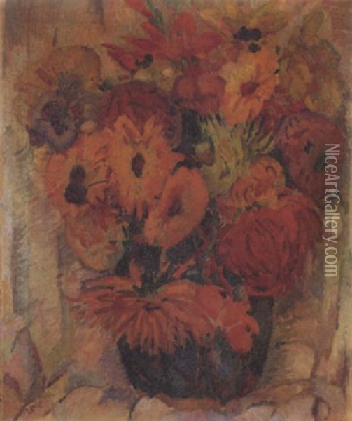 Still Life With Summerflowers Oil Painting - Leo Gestel