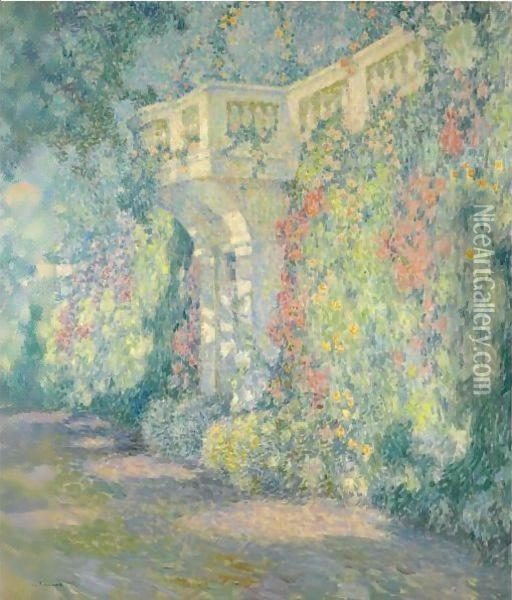 La Balustrade, La Porte De La Terrasse Oil Painting - Henri Eugene Augustin Le Sidaner