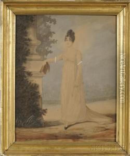 Portrait Of A Woman In The Regency Style Oil Painting - Robert Dighton