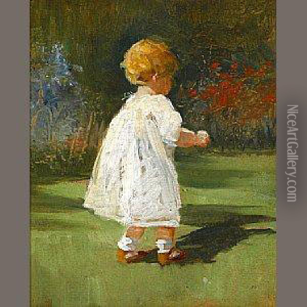 Child In A Garden Oil Painting - Mary Curtis Richardson