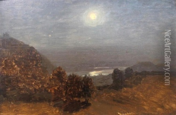Landscape At Night Oil Painting - Anton Hlavacek