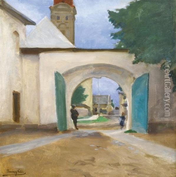 Street With An Arched Gate Oil Painting - Valer Ferenczy