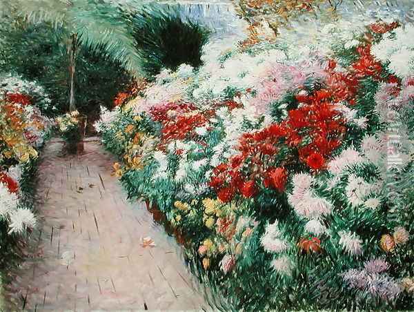 Chrysanthemums 1888 Oil Painting - Dennis Miller Bunker