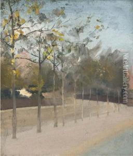 Chelsea Embankment, Plane Trees Oil Painting - Paul Fordyce Maitland