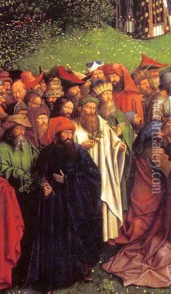 The Ghent Altarpiece Adoration of the Lamb (detail) 2 Oil Painting - Jan Van Eyck
