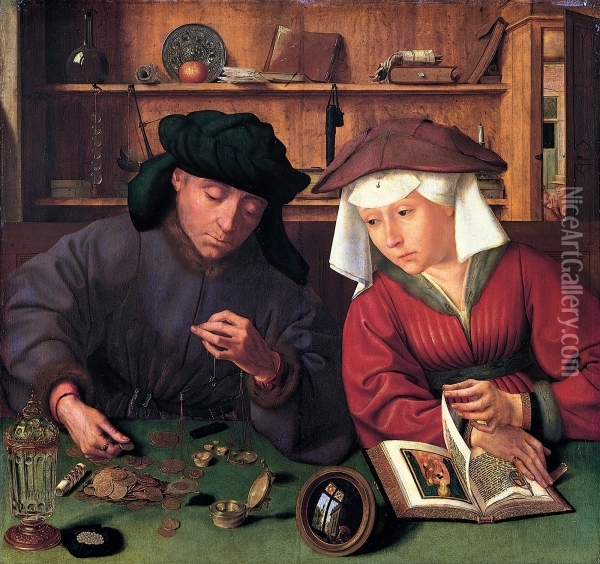 The Banker And His Wife 1514 Oil Painting - Quentin Metsys