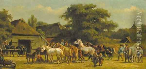 The horse-market Oil Painting - Willem Carel Nakken